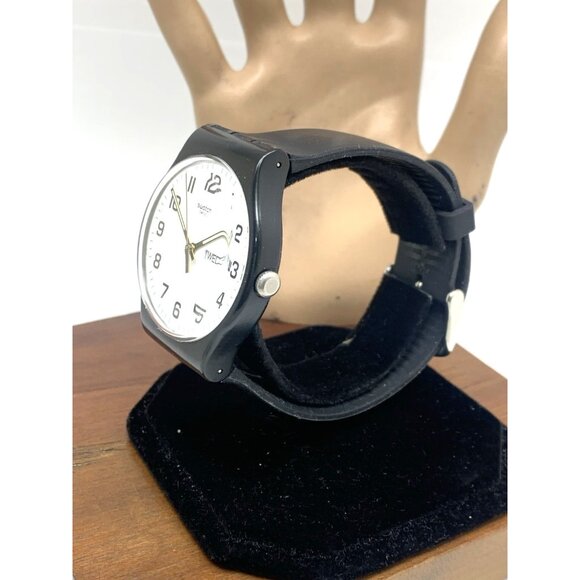 Swatch Men's Watch SUOB705 Swiss Quartz White Dial Day Date Black Rubber 41mm - Picture 2 of 14